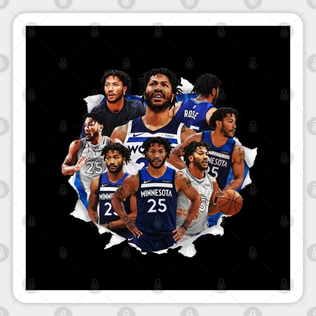 Derrick Rose Timberwolves Collage Magnet by hesxjohnpaul